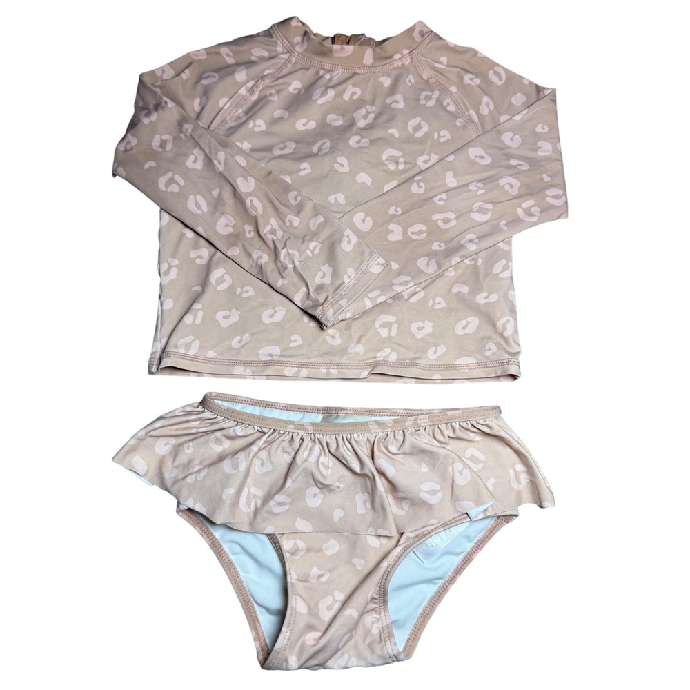 Miles the Label Toddler Girls Leopard Print Rash Guard Swimsuit Set 18 24 Months